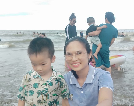 samsij đi biển cùng con